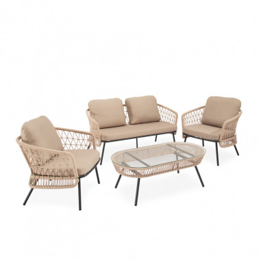 SET  ODESA SOFA+SILLONES+MESA CENTRO NEGRO
