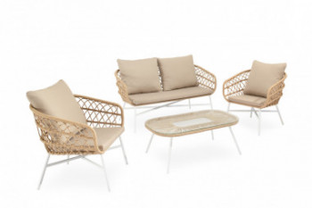 SET PERUGIA SOFA+SILLONES+MESA CENTRO BLANCO