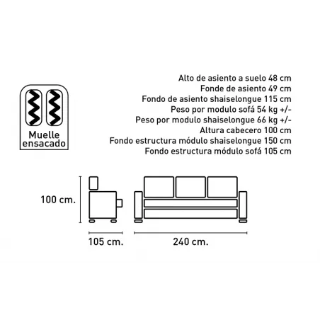 SOFA 3PL 3 ASIENTOS EXTENSIBLES TAP. EDI MOD.PIRINEOS XXL