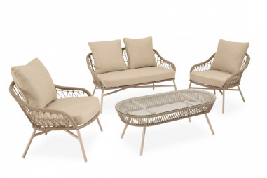 SET SALONICA SOFA+SILLONES+MESA CENTRO BEIGE