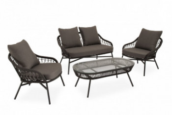 SET SALONICA SOFA+SILLONES+MESA CENTRO GRIS
