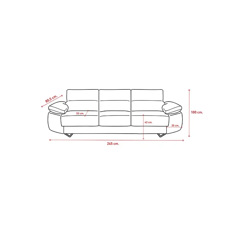 SOFA 3PL 3ASIENTOS EXTRAÍBLES 245 cm. modelo EPI