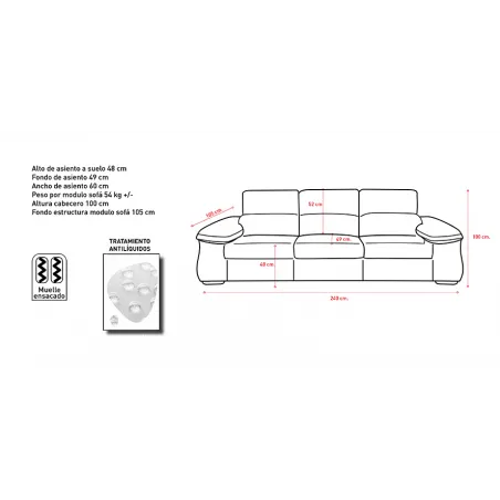 SOFA 3PL 3 ASIENTOS TAP. EDI Y MAGNOL MOD. AUDI