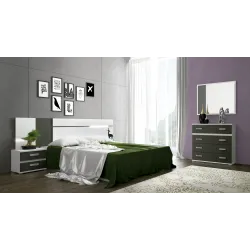 CABECERO CON LEDS 260 CM. CABRA BLANCO-GRAFITO