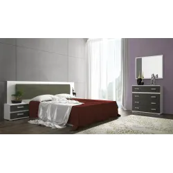CABECERO CON LEDS 260 CM. CABRA BLANCO-GRAFITO 2