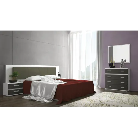 CABECERO CON LEDS 260 CM. CABRA BLANCO-GRAFITO