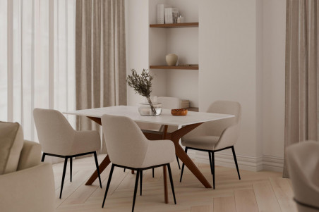 MESA ELOISE  140 FIJA CRETA/NOGAL