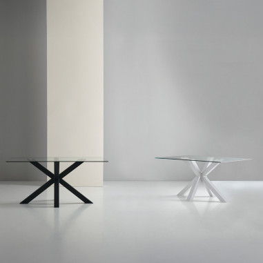 MESA DEMI 180 CRISTAL/PATAS NEGRO