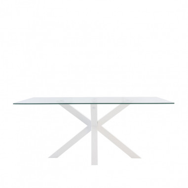 MESA DEMI 140 CRISTAL/PATAS BLANCO