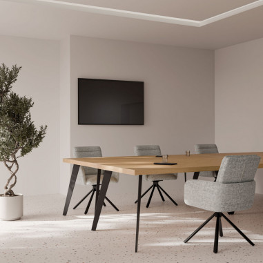 MESA RANDY 160*90 FIJA ROBLE-NEGRO