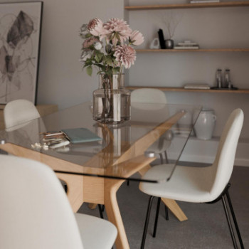 MESA DELLA 160 CRISTAL/ROBLE 2