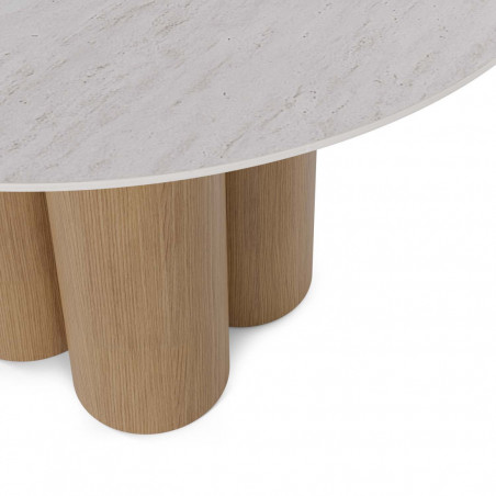 MESA TRACY 120 FIJA TRAVERTINO/ROBLE