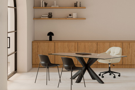 MESA DEMI 200 CRISTAL/PATAS NEGRO