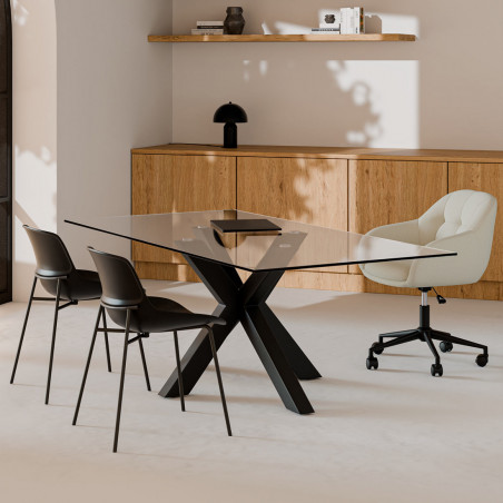 MESA DEMI 200 CRISTAL/PATAS NEGRO