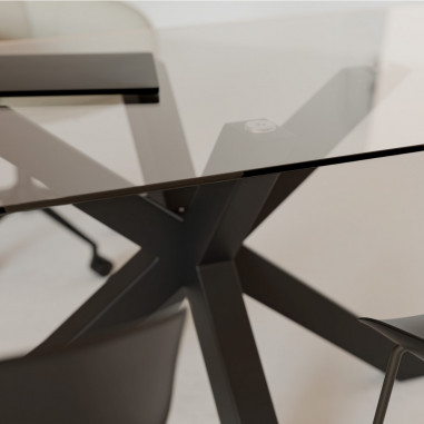 MESA DEMI 200 CRISTAL/PATAS NEGRO