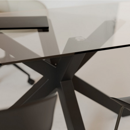 MESA DEMI 200 CRISTAL/PATAS NEGRO