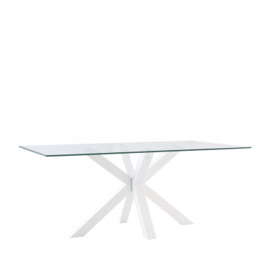 MESA DEMI 200 CRISTAL/PATAS BLANCO