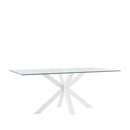 MESA DEMI 200 CRISTAL/PATAS BLANCO