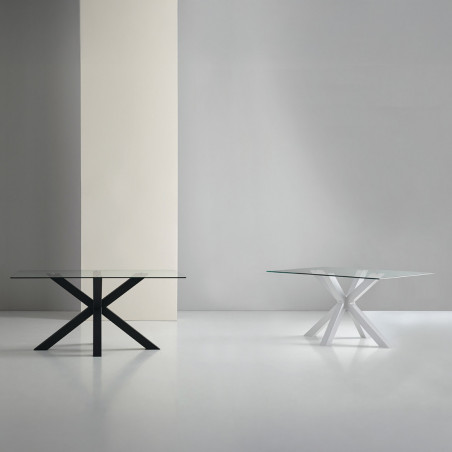 MESA DEMI 160 CRISTAL/PATAS NEGRO