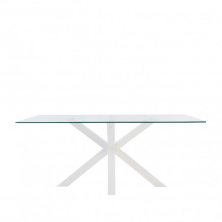 MESA DEMI 160 CRISTAL/PATAS BLANCO