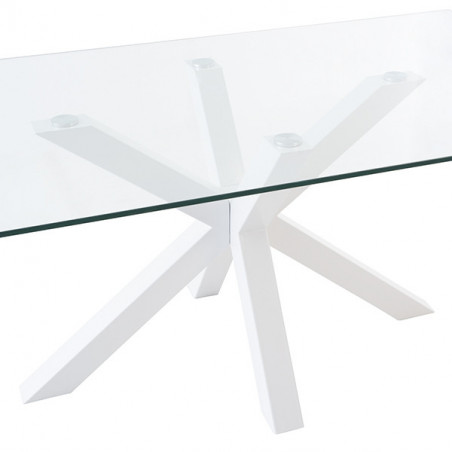 MESA DEMI 160 CRISTAL/PATAS BLANCO