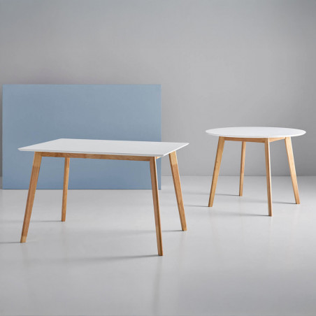 MESA MARIE 140 FIJA BLANCO-ROBLE