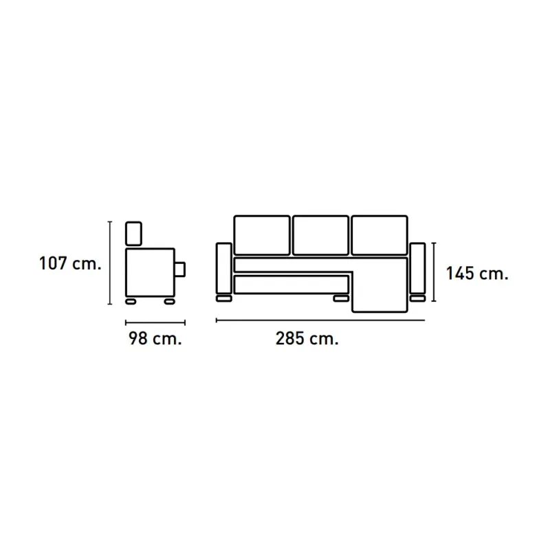 Shaiselongue cama izquierda c/arcón gris o beig Nadia