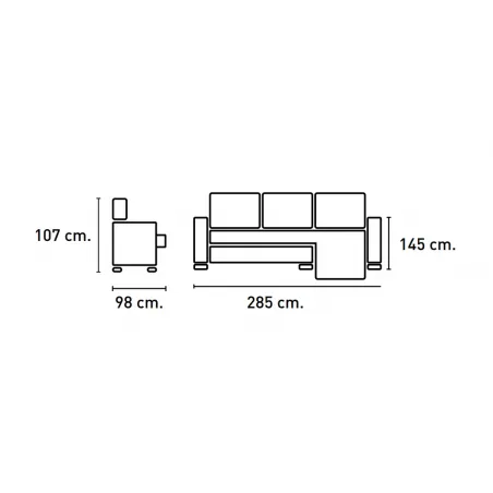 Shaiselongue cama izquierda c/arcón gris o beig Nadia