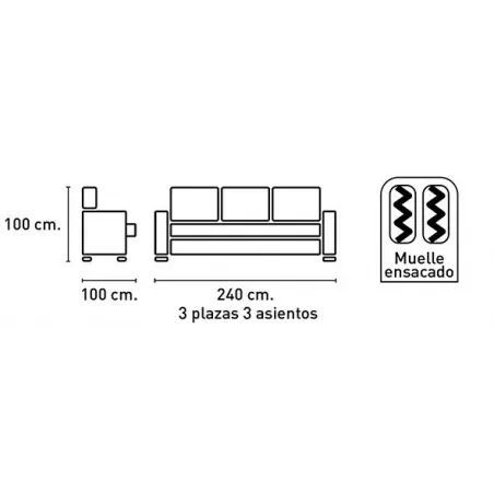 SOFA 3P-3ASI. 240CM.TAP.EDI MOD. CUPRA 000         000