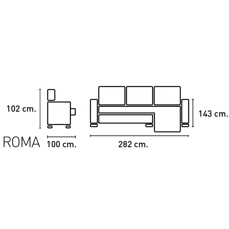 Chaiselongue Roma derecha tapizado antimanchas a elegir